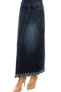 Long Denim Skirt in Dark Indigo Style 89203