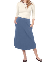 Calf Length A-line Skirt 1926 Black, Navy and Jeans Blue