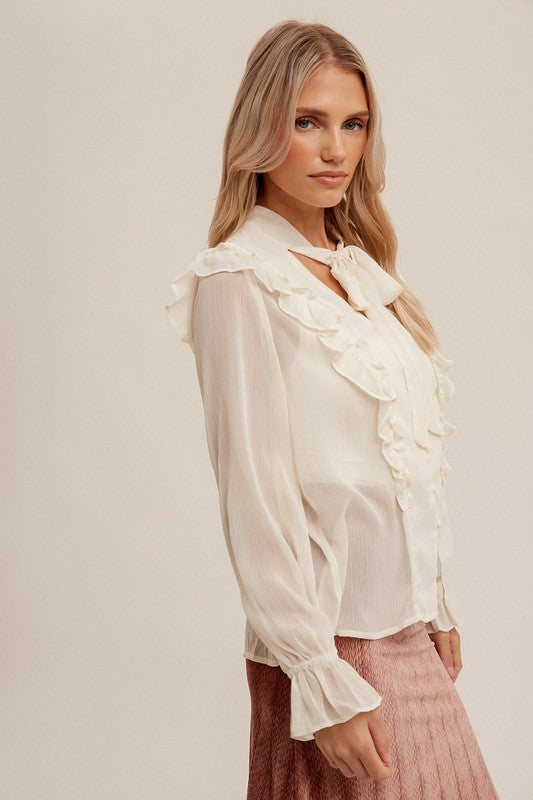 Chiffon ruffle hot sale blouse