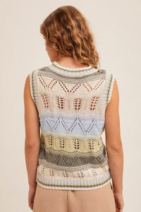 Round Neck Crochet Knit Vest Top. 3851
