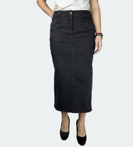 Black Denim Maxi Skirt 212-58H