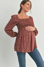 Floral Print Smocked Maternity Blouse 2629