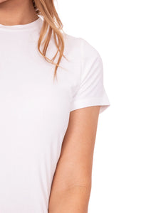 Short Sleeve Ribbed Tee in Ivory 22103