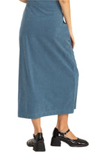 Button Corduroy Midi Skirt Style 262 in Blue