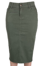 Olive Twill Mid-Length Skirt 216/2-10D