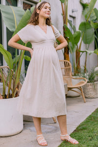 Tie Waist Maternity Midi Dress 2483