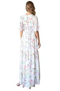 Floral Maxi Dress Style 1070 in Ivory