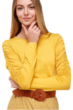 Faithful Ruched Sleeved Top Style 2021 in Mustard