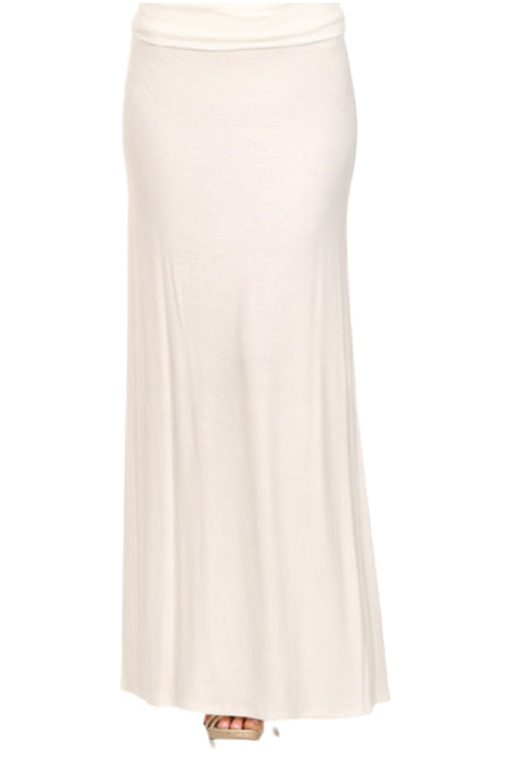 Solid Maxi Skirt in Ivory Style 832