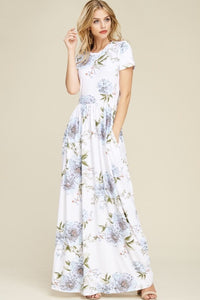 Floral Maxi Dress Style 7828 in Blush or Ivory
