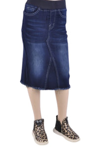 Girls Denim Skirt Style 77617 in Dark Indigo Wash