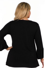 Plus Half Bell Sleeve Top in Black