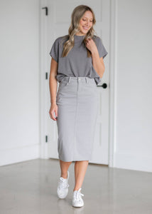 Remi Ultimate Gray Denim Midi Skirt