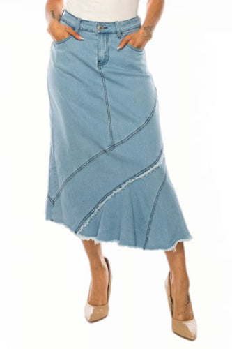 Denim Skirt Style 89360 in Light Indigo Wash