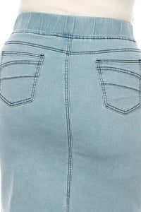 Plus Denim Pencil Skirt 77104X in Light Indigo