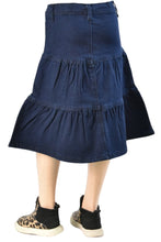 Girls Flared Denim Skirt Style 79241 in Dark Indigo