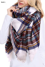 Multi Tone Plaid Blanket Scarf 7445