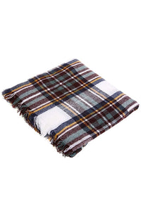 Multi Tone Plaid Blanket Scarf 7445