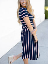 Striped Eliana Dress in Navy