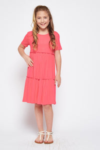 Girls Tiered Tunic Dress in Black 3606