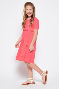 Girls Tiered Tunic Dress in Black 3606