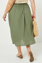 Plus Button-Down Linen Blend Midi Skirt 6509W