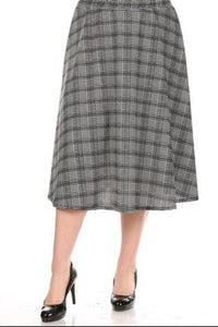 Plus High-Waisted Midi Skirt 592 in Plaid