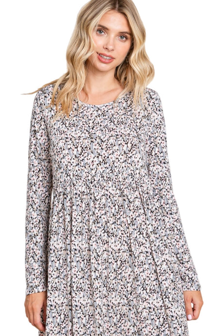 Long Sleeve Maxi Dress Style 1239 in Navy Floral