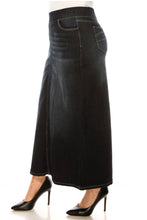Extended Plus Long Denim Skirt Style 87241X Black Wash
