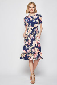 Floral Ruffle Midi Dress 3518