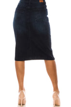 Mid Length Twill Skirt Style 79163 in Dark Indigo Wash