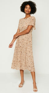 Floral Pleated Dress Style 1195 in Black