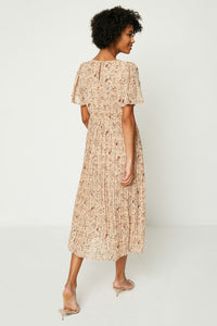 Floral Pleated Dress Style 1195 in Black
