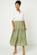 Ditsy Floral Midi Skirt Style 3287 in Olive