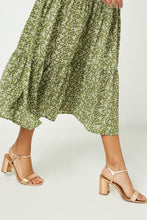 Ditsy Floral Midi Skirt Style 3287 in Olive