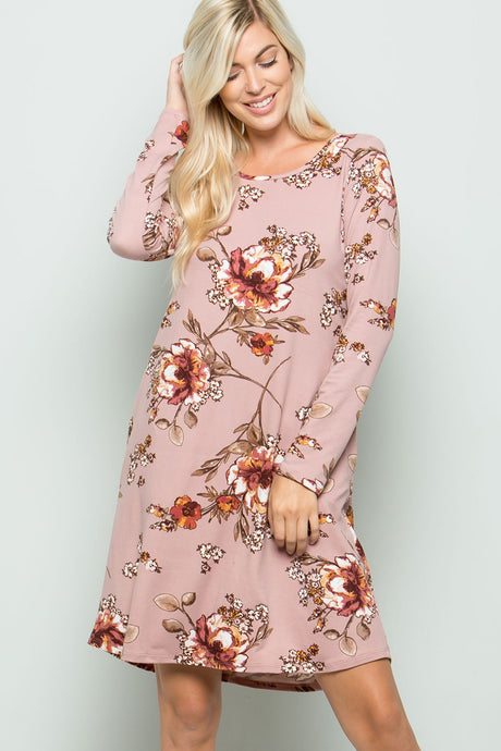 Floral Jersey Dress Style 5172 in Mauve