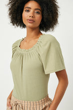 Ruffled Neck Ribbed Top
