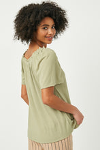 Ruffled Neck Ribbed Top
