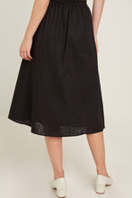 Button Down Linen Blend Midi Skirt Style 6509 in Black