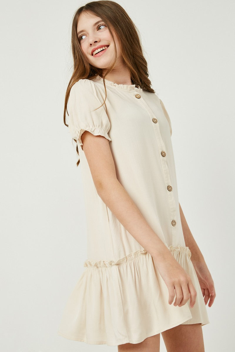 Girls Ruffle Button Down Midi Dress 2631