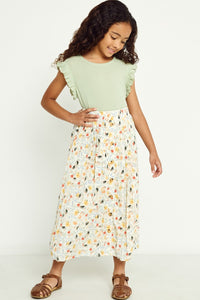 Girls Floral Pleated Midi Skirt - 2850