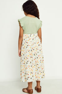 Girls Floral Pleated Midi Skirt - 2850
