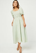 Women's Smocked Bodice Midi Dress Style 2474 in Sage or Mauve