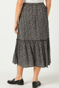 Dotted Tiered Midi Skirt 1295 in Black