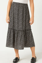 Dotted Tiered Midi Skirt 1295 in Black