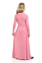 Girls 3/4 Sleeve Maxi Dress 5004 in Eggplant