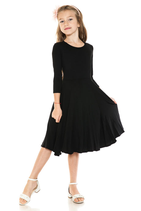 Girls Midi Dress Style 5005 in Black