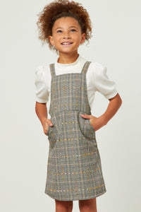 Girls Textured Yarn Plaid Overall Skirt 4332