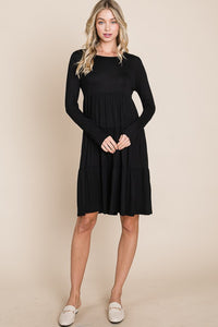 1208 Casual Tiered Dress in Black