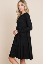 1208 Casual Tiered Dress in Black